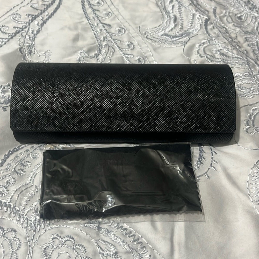 Prada Small black sunglass or eyeglass case with original cloth